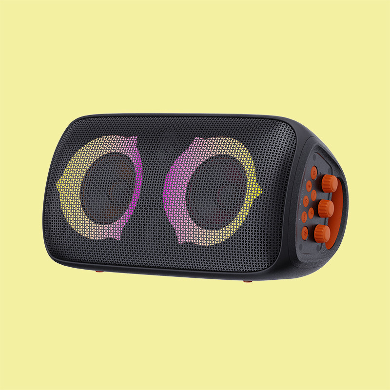 Bluetooth preto V5.3 Alto-falante de festa ao ar livre com bateria 4\u03a9 Impedância ABS Ferro
